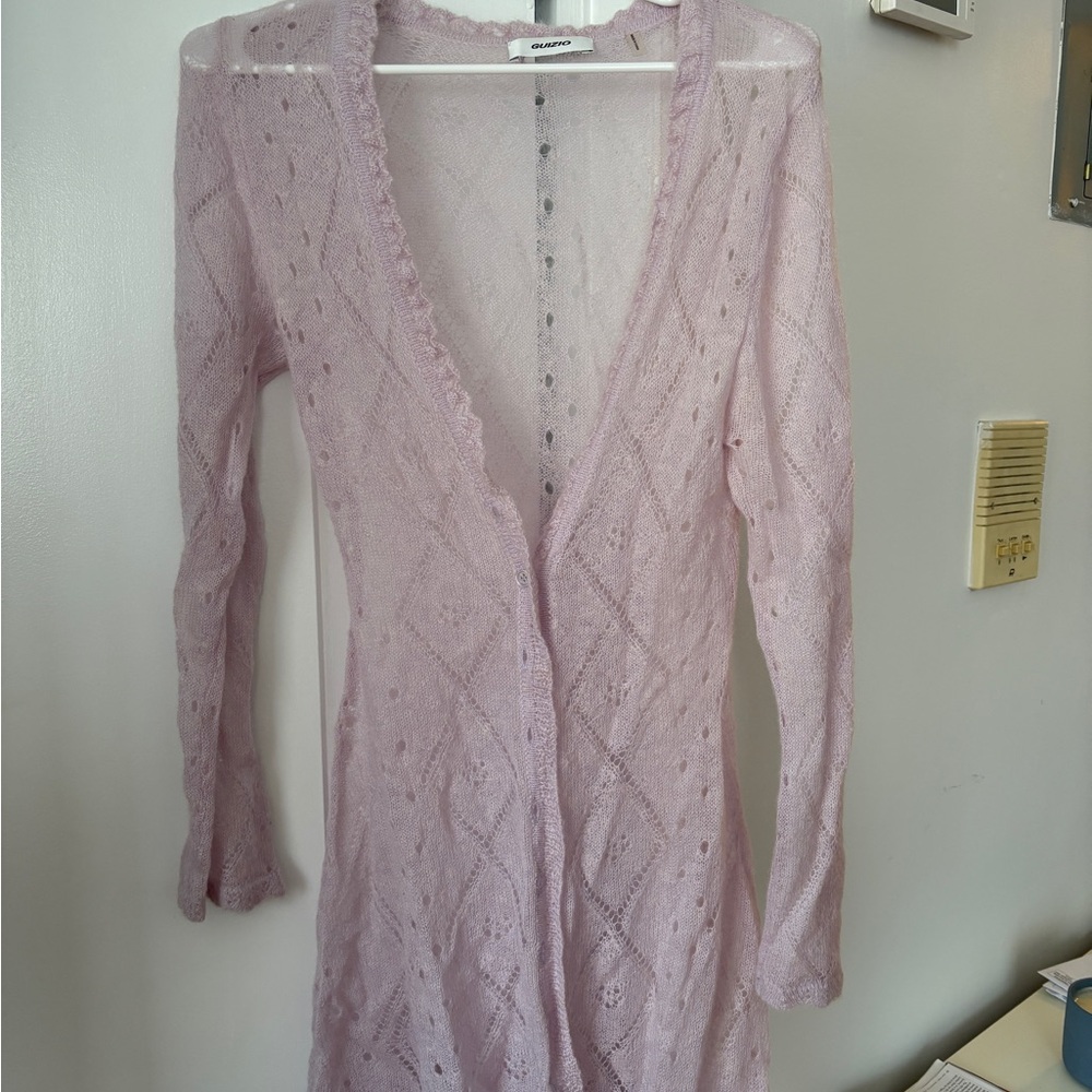 GUIZIO Dusty Light Purple Open Knit Cardigan